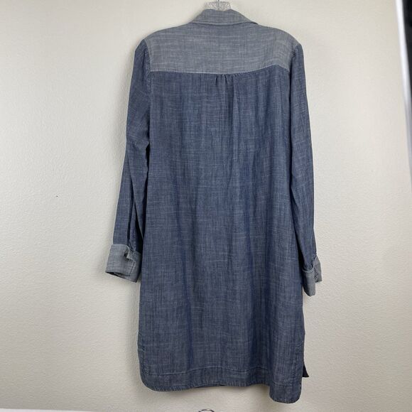 Trina Turk Darya Long Sleeve Chambray Dress Linen Blend-M - Picture 3 of 16